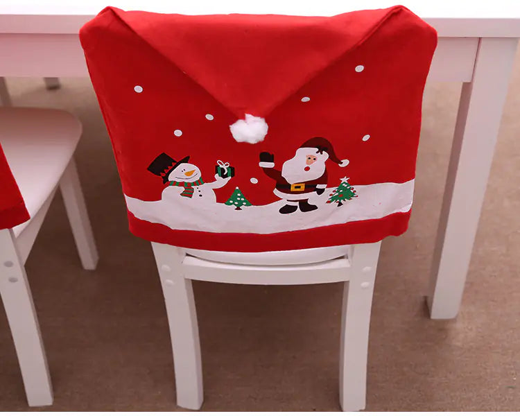Christmas Non-Woven Fabric Chair Covers with Snowman Design