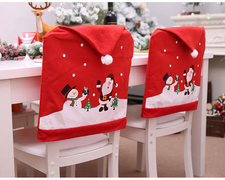 Christmas Non-Woven Fabric Chair Covers with Snowman Design