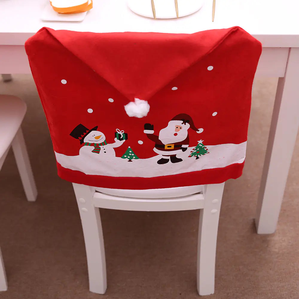 Christmas Non-Woven Fabric Chair Covers with Snowman Design