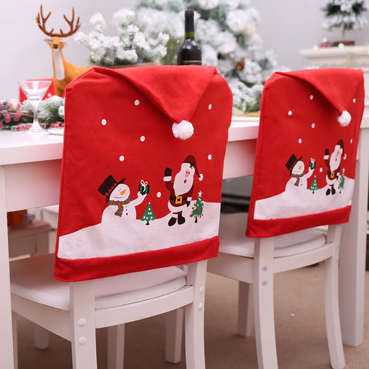Christmas Non-Woven Fabric Chair Covers with Snowman Design