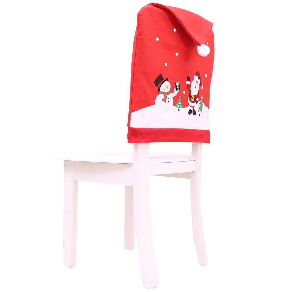 Christmas Non-Woven Fabric Chair Covers with Snowman Design