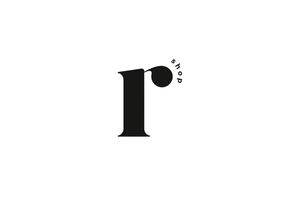 Black letter 'r' with a small circle above it on a light gray background